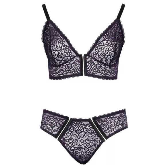 Cottelli Plus Size - Set sutien transparent cu model (mov)