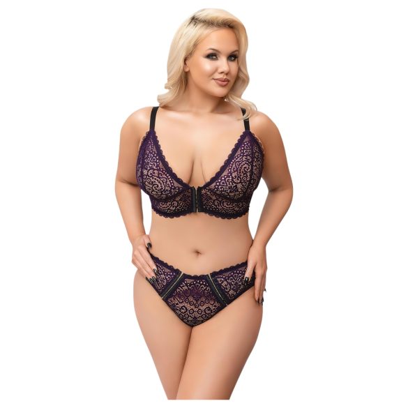 Cottelli Plus Size - Set sutien transparent cu model (mov) - 2XL