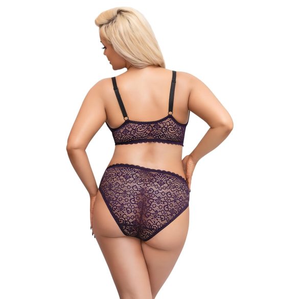 Cottelli Plus Size - Set sutien transparent cu model (mov) - 2XL
