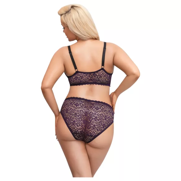 Cottelli Plus Size - Set sutien transparent cu model (mov) - 2XL