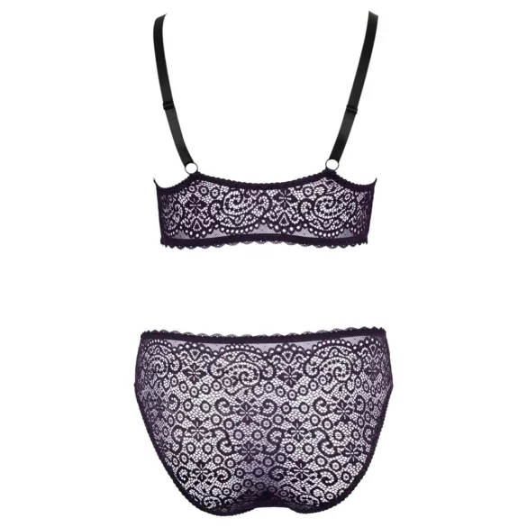Cottelli Plus Size - Set sutien transparent cu model (mov) - 2XL