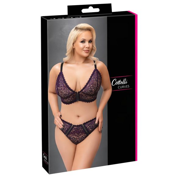 Cottelli Plus Size - set sutien transparent cu model (mov) - 4XL