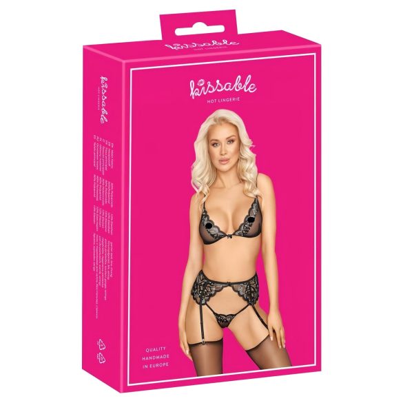 Set lenjerie sărutabil (negru) - L/XL