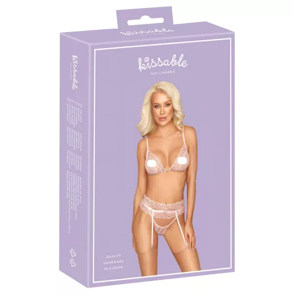 Kissable - set lenjerie dantelată sexy - roz