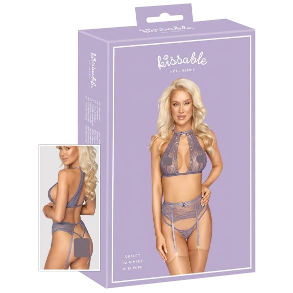 Kissable - set lenjerie din dantelă - mov - L/XL