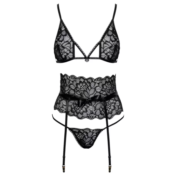 Sărutabil - set sutien cu curea talie (negru) - L/XL