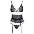 Sărutabil - set sutien cu curea talie (negru) - L/XL