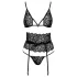 Sărutabil - set sutien cu curea talie (negru) - L/XL