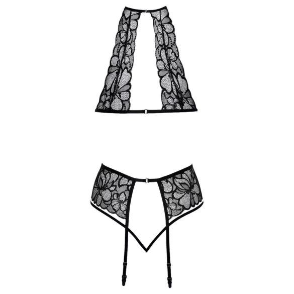 Sărutabil - set sutien dantelă cu gât legat (negru) - L/XL