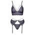 Cottelli - Set lenjerie 3 piese dantelă (negru-violet) - L
