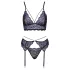 Cottelli - Set lenjerie 3 piese dantelă (negru-violet) - XL