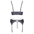 Cottelli - Set lenjerie 3 piese dantelă (negru-violet) - XL