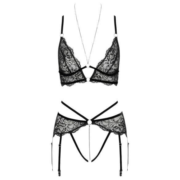 Set Sutien Dantelă Deschis Abierta Fina (negru) - M