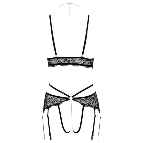 Set Sutien Dantelă Deschis Abierta Fina (negru) - XL