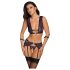 Cottelli Bondage - set lenjerie și cătușe (negru-violet) - XL