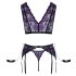 Cottelli Bondage - set lenjerie și cătușe (negru-violet) - XL
