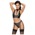 Cottelli Bondage - set sutien lucios cu cătușe (negru)