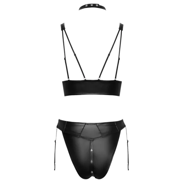 Cottelli Bondage - set sutien lucios cu cătușe (negru)