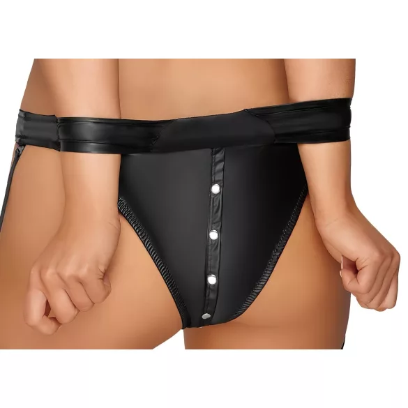 Cottelli Bondage - set sutien lucios cu cătușe (negru)