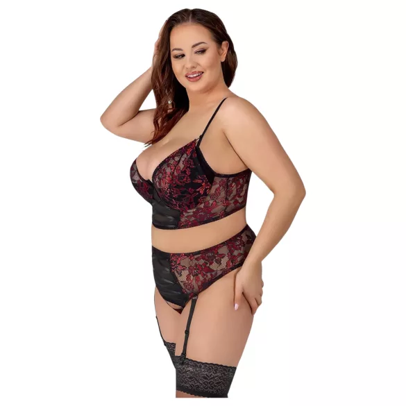 Cottelli Plus Size - set de sutien ajustabil (roșu)