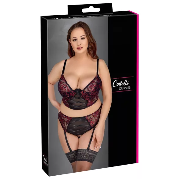 Cottelli Plus Size - set de sutien ajustabil (roșu)