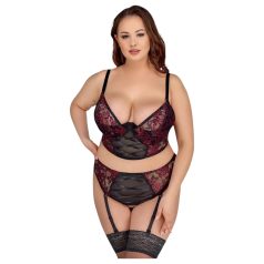   Cottelli Plus Size - set lenjerie sexy - mărime mare - roșu - 90C/XL