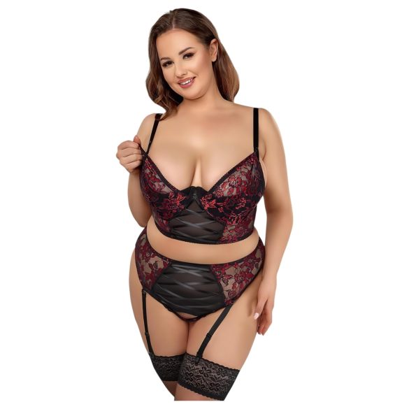 Cottelli Plus Size - set lenjerie sexy - mărime mare - roșu - 90C/XL