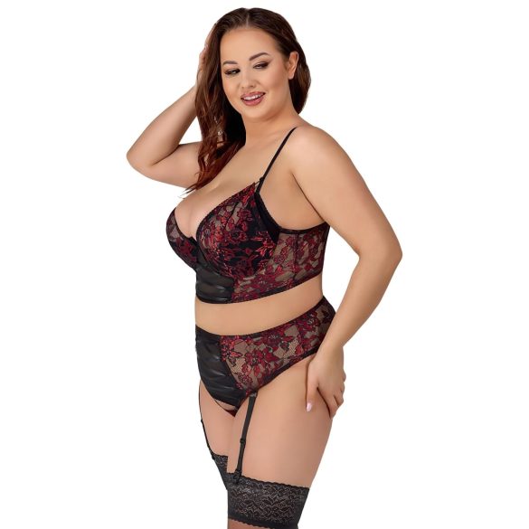 Cottelli Plus Size - set lenjerie sexy - mărime mare - roșu - 90C/XL