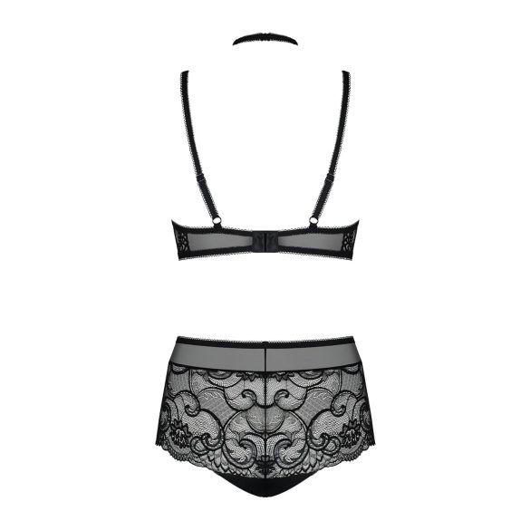 Obsessive Elizenes - set sutien transparent cu model (negru) - L/XL