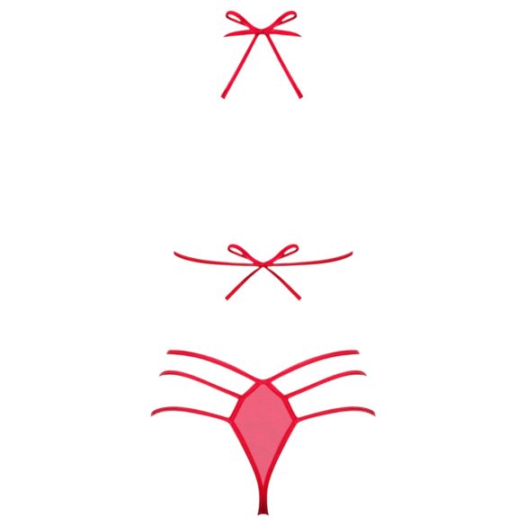 Obsessive - set lenjerie cu fundă - roșu