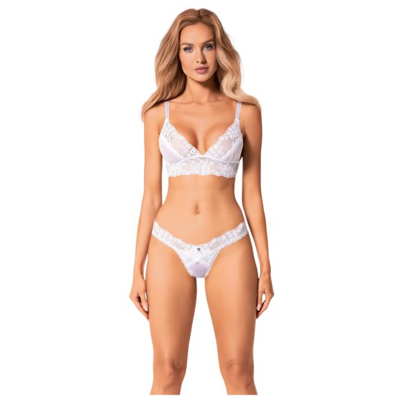 Obsessive - Set lenjerie sexy cu dantelă - sutien și chiloț - alb - M/L