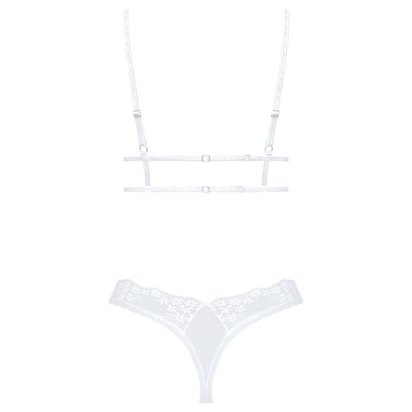 Obsessive - Set lenjerie sexy cu dantelă - sutien și chiloț - alb - M/L