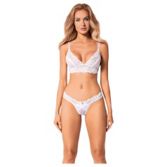  Obsessive - Set lenjerie sexy cu dantelă - sutien și chiloț - alb