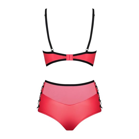 Set lenjerie Leatheria - efect piele (roșu) - S/M