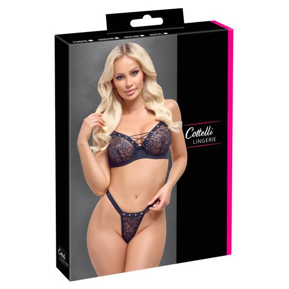 Cottelli Party - set lenjerie cu sutien tip corset - negru