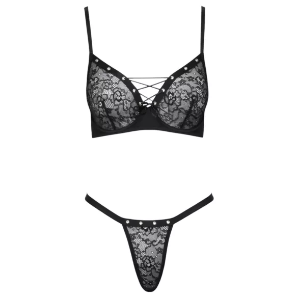 Cottelli Party - set lenjerie cu sutien tip corset - negru - 80C/M