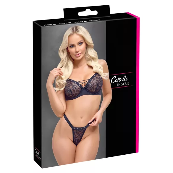 Cottelli Party - set lenjerie cu sutien tip corset - negru - 85C/L