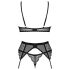 Obsessive Chemeris - set lenjerie cu sutien și portjartier - negru - XL/XXL