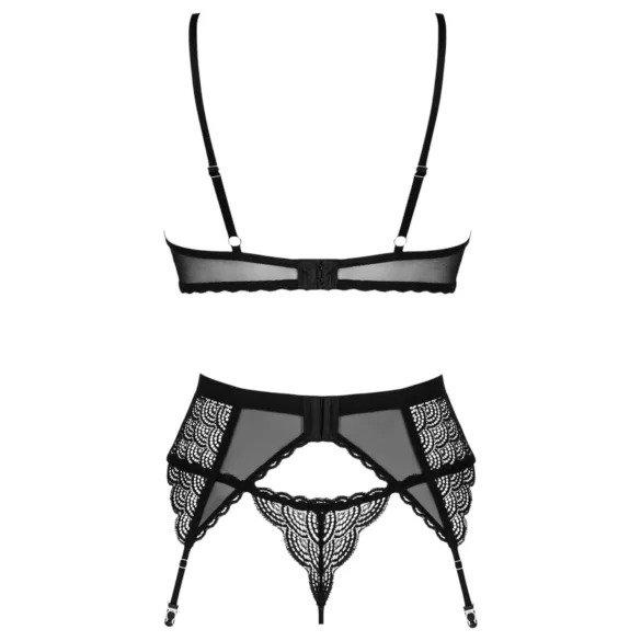 Obsessive Chemeris - set de sutien cu portjartier (negru)