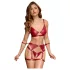 Cottelli Bondage - Set sutien lucios și cătușe pentru mâini (roșu) - M