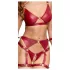 Cottelli Bondage - Set sutien lucios și cătușe pentru mâini (roșu) - L