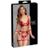 Cottelli Bondage - Set sutien lucios și cătușe pentru mâini (roșu) - L