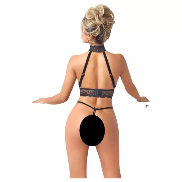 Abierta Fina - set lenjerie erotică cu lanțuri - negru - M