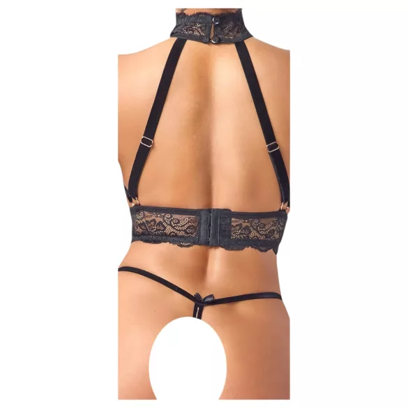 Abierta Fina - set lenjerie erotică cu lanțuri - negru - L