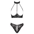 Cottelli - sutien și tanga din dantelă deschisă, cu ornamente rose-gold (negru)