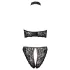 Cottelli - sutien și tanga din dantelă deschisă, cu ornamente rose-gold (negru)