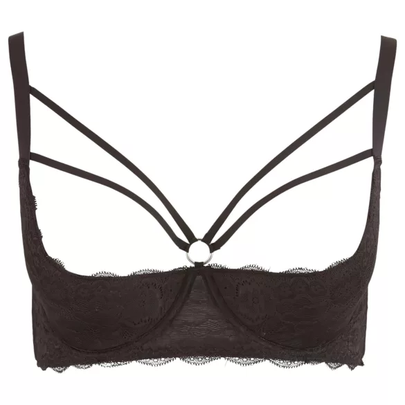 Cottelli Plus Size - sutien cu bretele și inele - negru