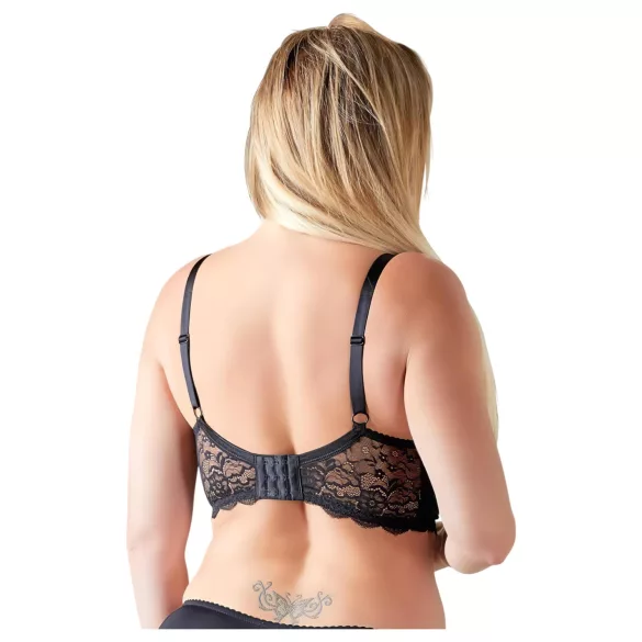 Cottelli Plus Size - sutien cu bretele și inele - negru - 90D