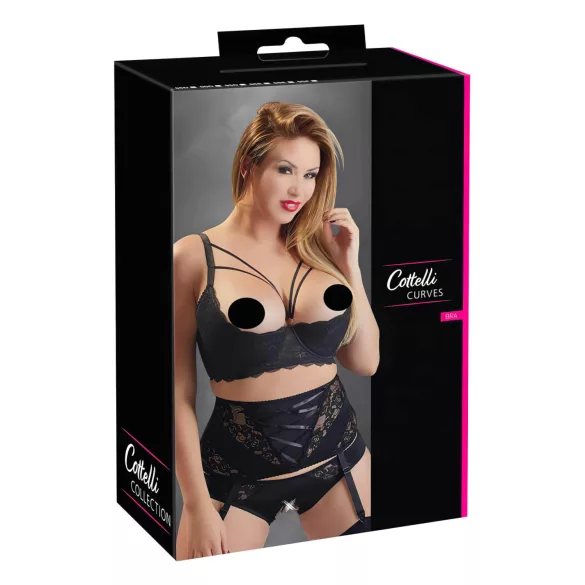 Cottelli Plus Size - sutien cu bretele și inele - negru - 95F