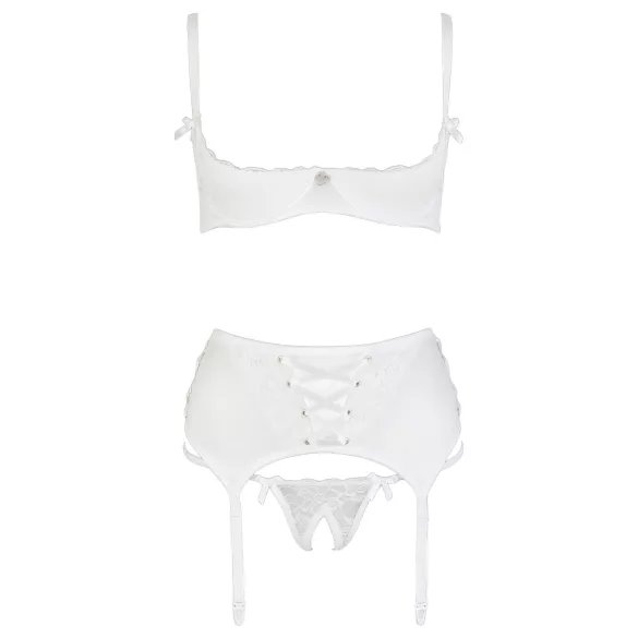 Cottelli - set bustier cu dantelă și șnur - alb - 80B/M